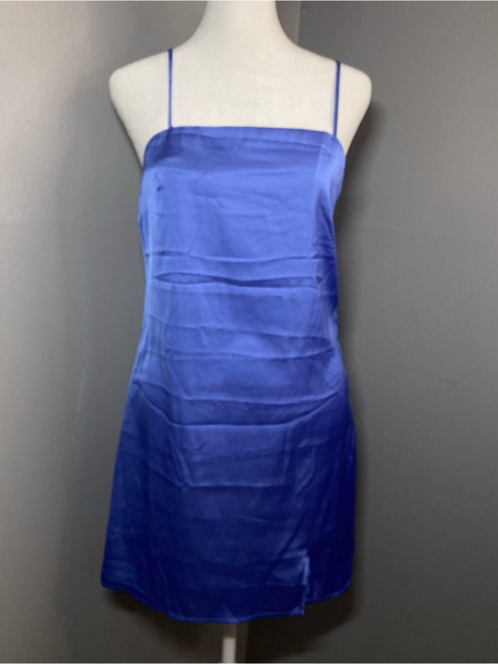 NWT- Forever 21 - Cobalt Blue Satin Mini Slip Dress